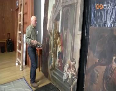 Megújulnak a nagyméretű olajfestmények a püspöki palota Szent Pál-termében Megújulnak a nagyméretű olajfestmények a püspöki palota Szent Pál-termében