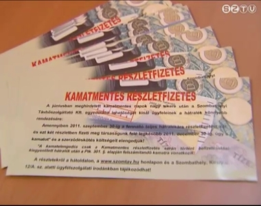 Kamatmentes r�szletfizet�si lehet�s�g a h�tral�kosoknak a szombathelyi T�vh�n�l