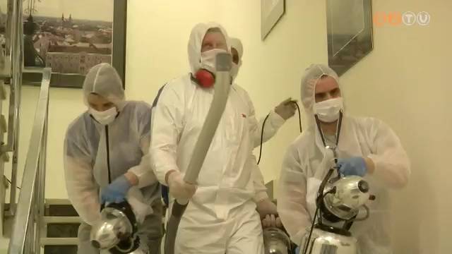 Fertőtlenítés a városházán Fertőtlenítés a városházán