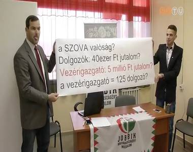 Felh�bor�t�nak tartja a Jobbik a SZOVA vez�rigazgat�ja �ltal felvett �tmilli� forintos �v v�gi jutalmat