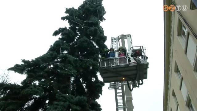 Gyerekek d�sz�tett�k fel a t�zolt�k kar�csonyf�j�t