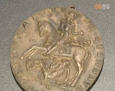 Bronz érme Szent Márton köpenymegosztásos jelentével Bronz érme Szent Márton köpenymegosztásos jelentével