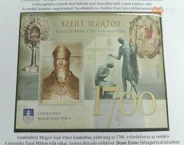 Szent M�rton alakj�t gyakran �br�zolj�k b�lyegeken is