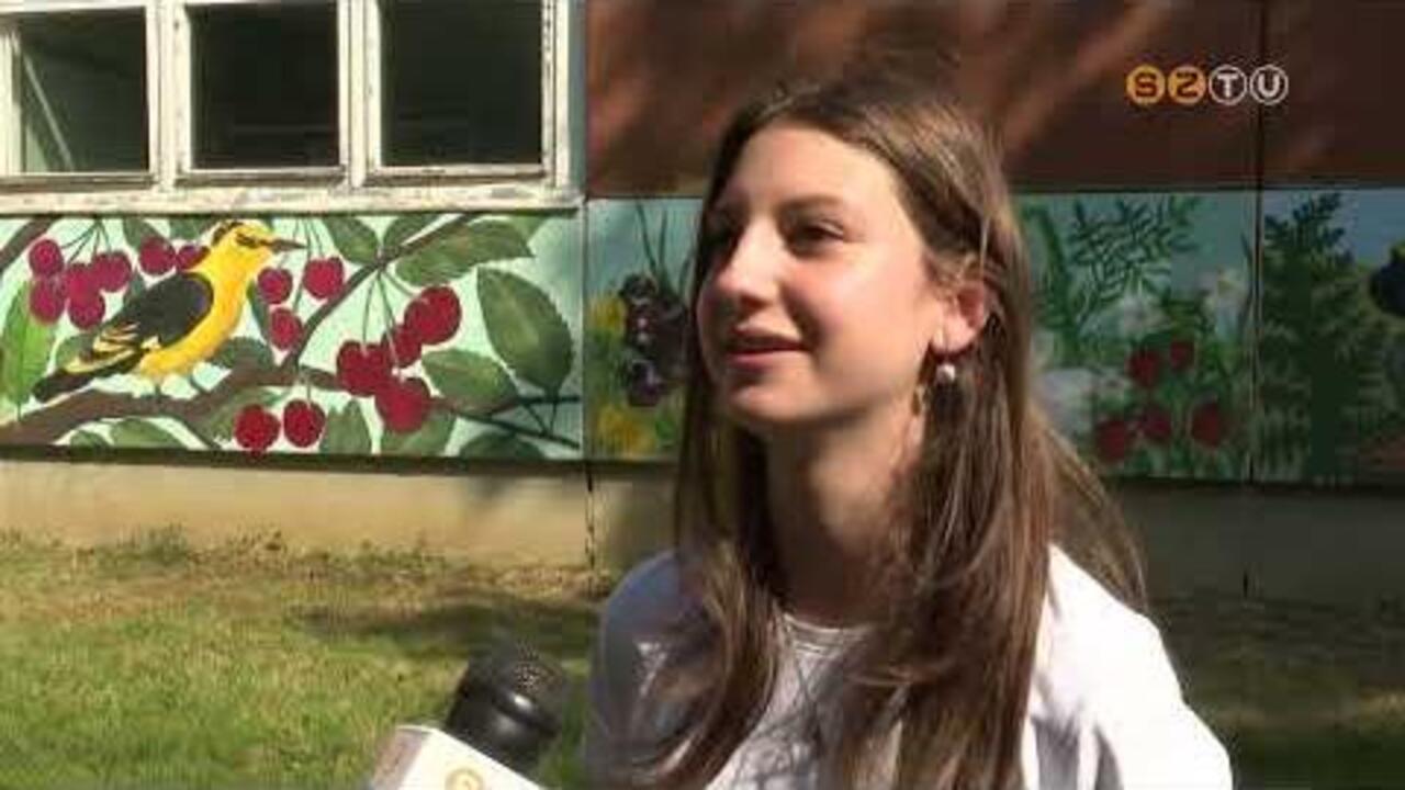 Dekoratív falfestménnyel díszítették a Váci-iskola déli falának földszinti paneljeit